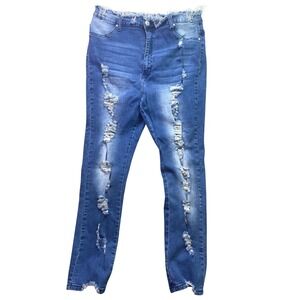 Roma Studio Jeans Women Extra Large Distressed Thrashed Grunge Frayed Streetwear